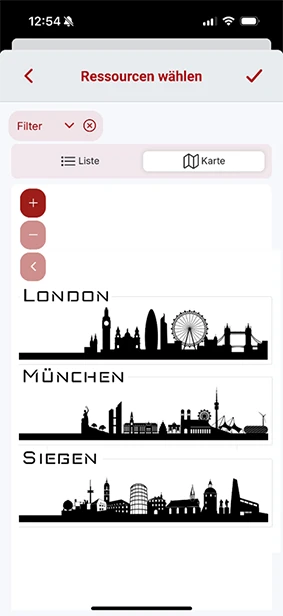 In der App Ressourcen wählen.