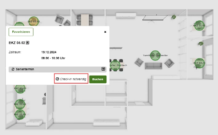 Check-in am Arbeitsplatz